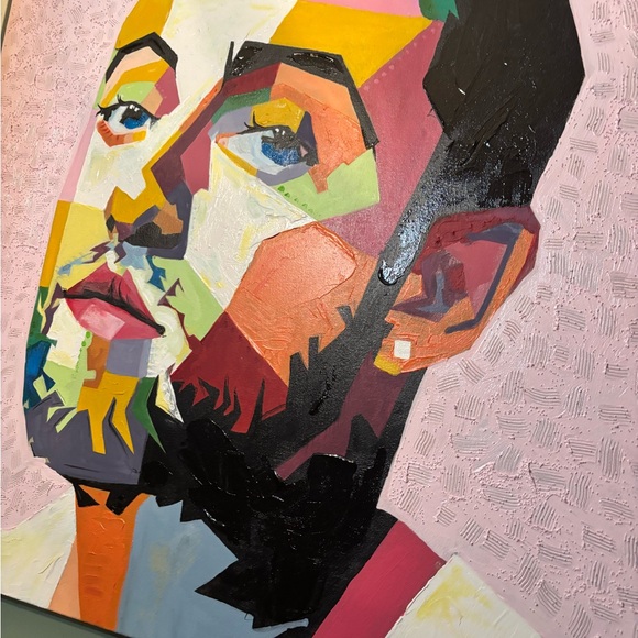 Hand painted and textured geometric Mac Miller painting. - Picture 3 of 4